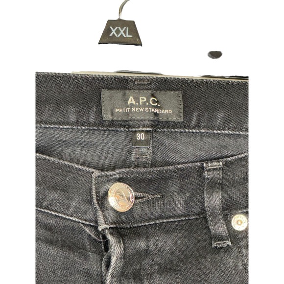 A.P.C Women Jeans New Standard Petite Skinny Leg Mid-Rise Distressed Black 30 - Picture 3 of 10